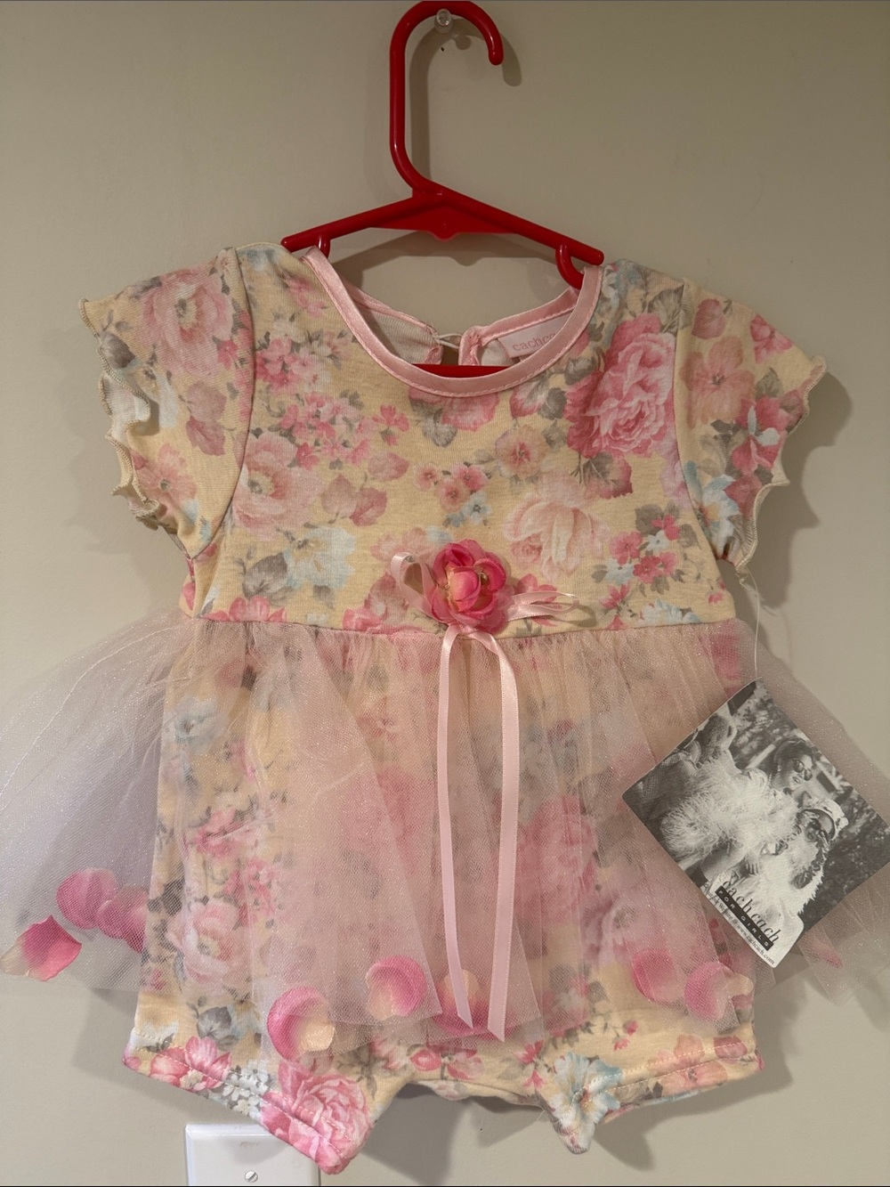 Baby Floral Tulle Romper - Pink/Yellow